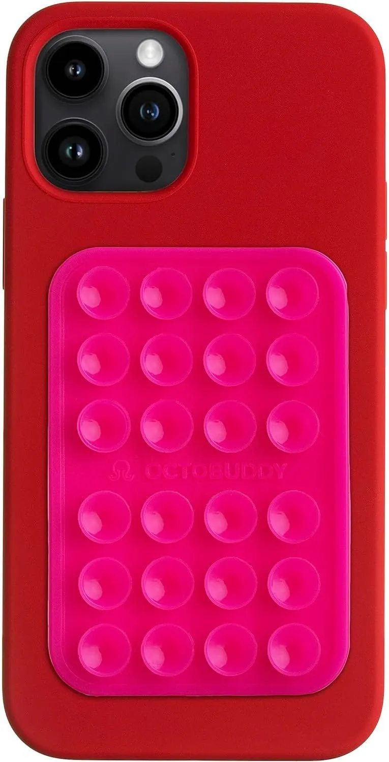 Silicone Suction Phone Case Adhesive Mount - Hands-Free, Strong Grip Holder for Selfies & Videos - Durable, Easy to Use - iPhone & Android Compatible - 2.25 x 3.25, Hot Pink