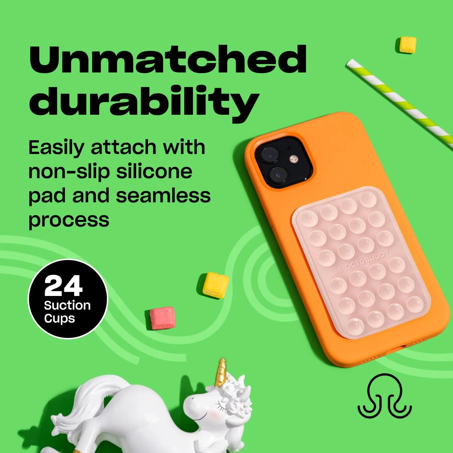 Silicone Suction Phone Case Adhesive Mount - Hands-Free, Strong Grip Holder for Selfies and Videos - Durable, Easy to Use - iPhone and Android Compatible - 2.25 x 3.25, Chalk Pink