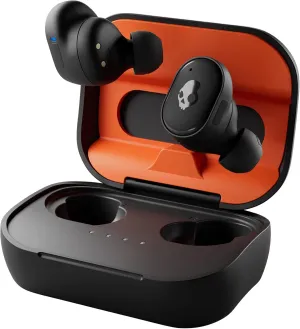 Skullcandy Grind Fuel In-Ear Wireless Earbuds with Wireless Charging, 40 Hr Battery, Skull-iQ, Alexa Enabled, Microphone, Works with iPhone Android and Bluetooth Devices - True Black/Orange