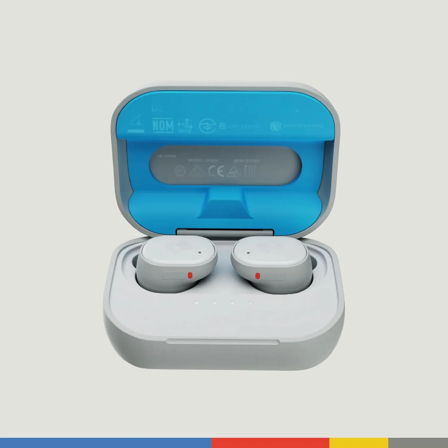 Skullcandy Grind In-Ear Wireless Earbuds, 40 Hr Battery, Skull-iQ, Alexa Enabled, Microphone, Works with iPhone Android and Bluetooth Devices - Light Grey/Blue