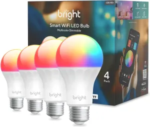 Smart Light Bulbs, 1100 Lumen, 90 CRI WiFi Mesh & Bluetooth Color Changing A19 Light Bulb, 16 Million DIY Colors RGB Light Bulbs, Compatible with Alexa, Google Assistant Home App, 4 Pack