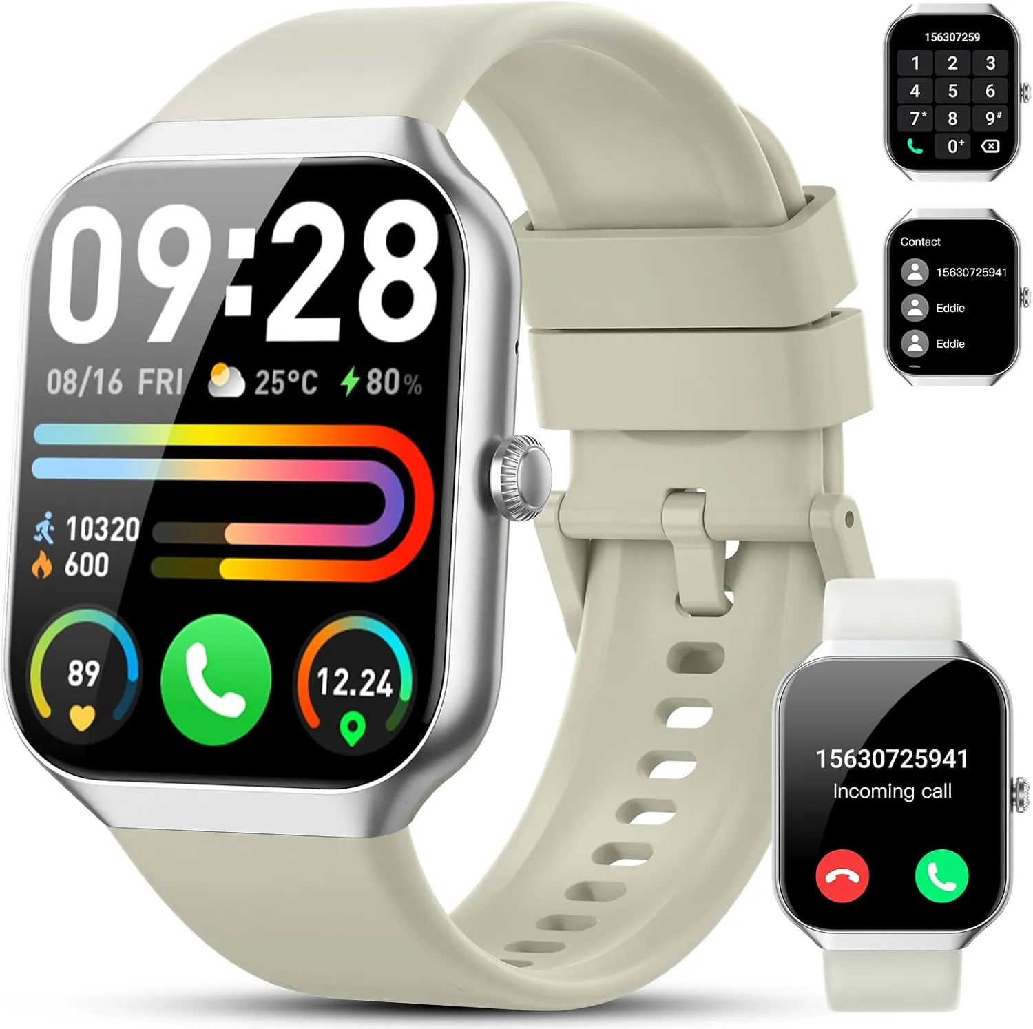Smart Watch(Answer/Make Call), 1.96" HD Smartwatch for Men Women, 2025 Fitness Watch with 110  Sport Modes/Heart Rate/Sleep Monitor/Pedometer, IP68 Waterproof Fitness Activity Tracker for Android iOS