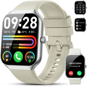 Smart Watch(Answer/Make Call), 1.96" HD Smartwatch for Men Women, 2025 Fitness Watch with 110  Sport Modes/Heart Rate/Sleep Monitor/Pedometer, IP68 Waterproof Fitness Activity Tracker for Android iOS
