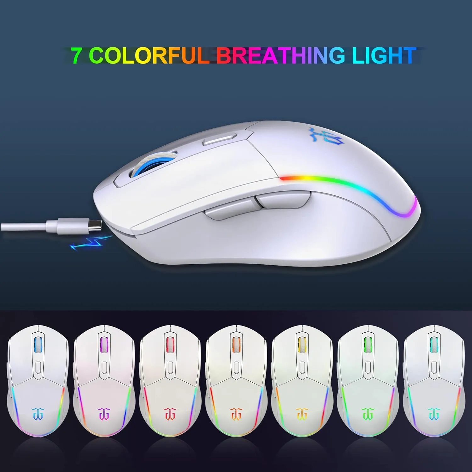 Snpurdiri 60% Wireless Gaming Keyboard and Mouse Combo,LED Backlit Rechargeable 2000mAh Battery,Mini Mechanical Feel Anti-ghosting Keyboard  Popular RGB Gaming Mice for PC Gamer (White)