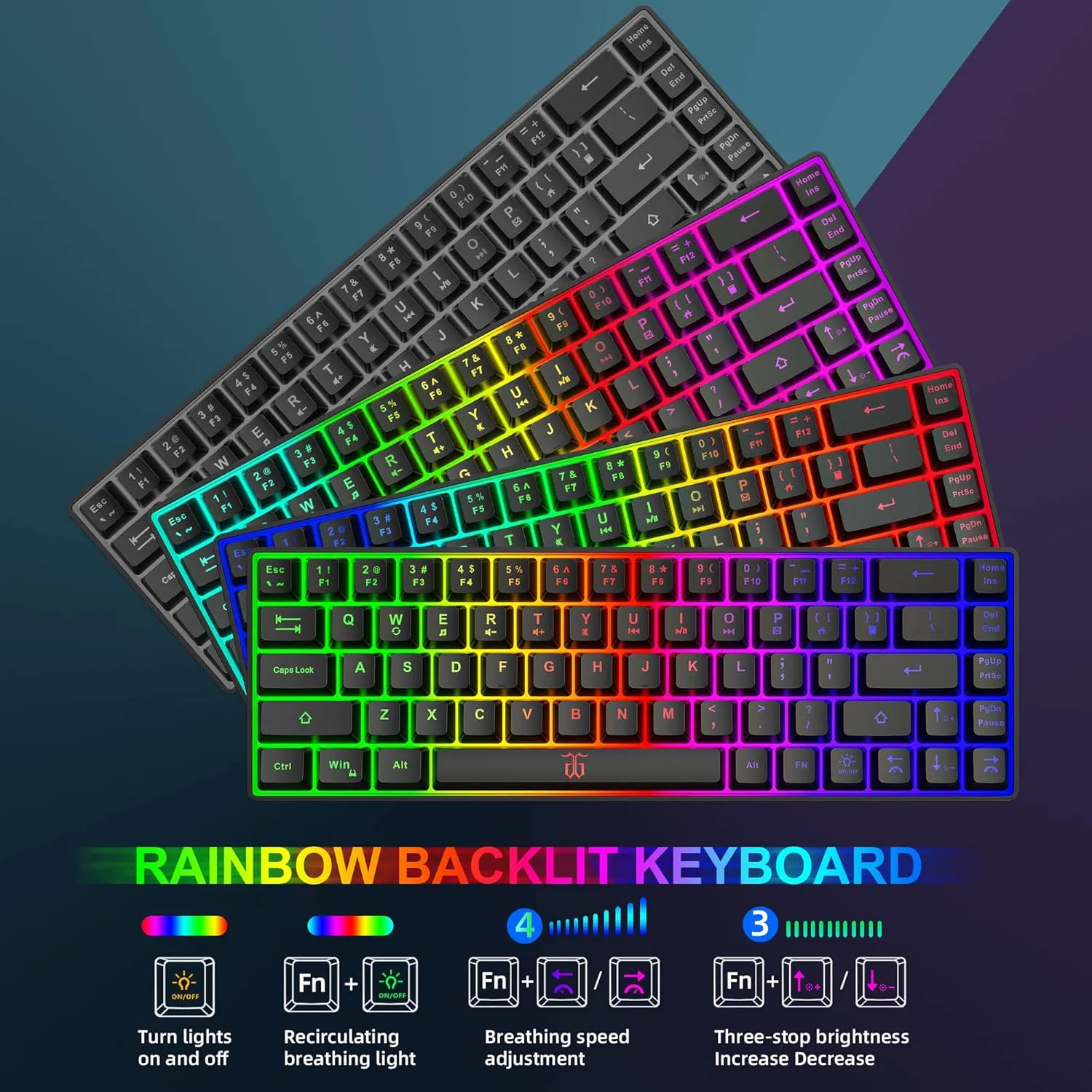 Snpurdiri 60% Wireless Gaming Keyboard and Mouse Combo,LED Backlit Rechargeable 2000mAh Battery,Small Membrane But Mechanical Feel Keyboard   Popular RGB Mice for Gaming,Business Office