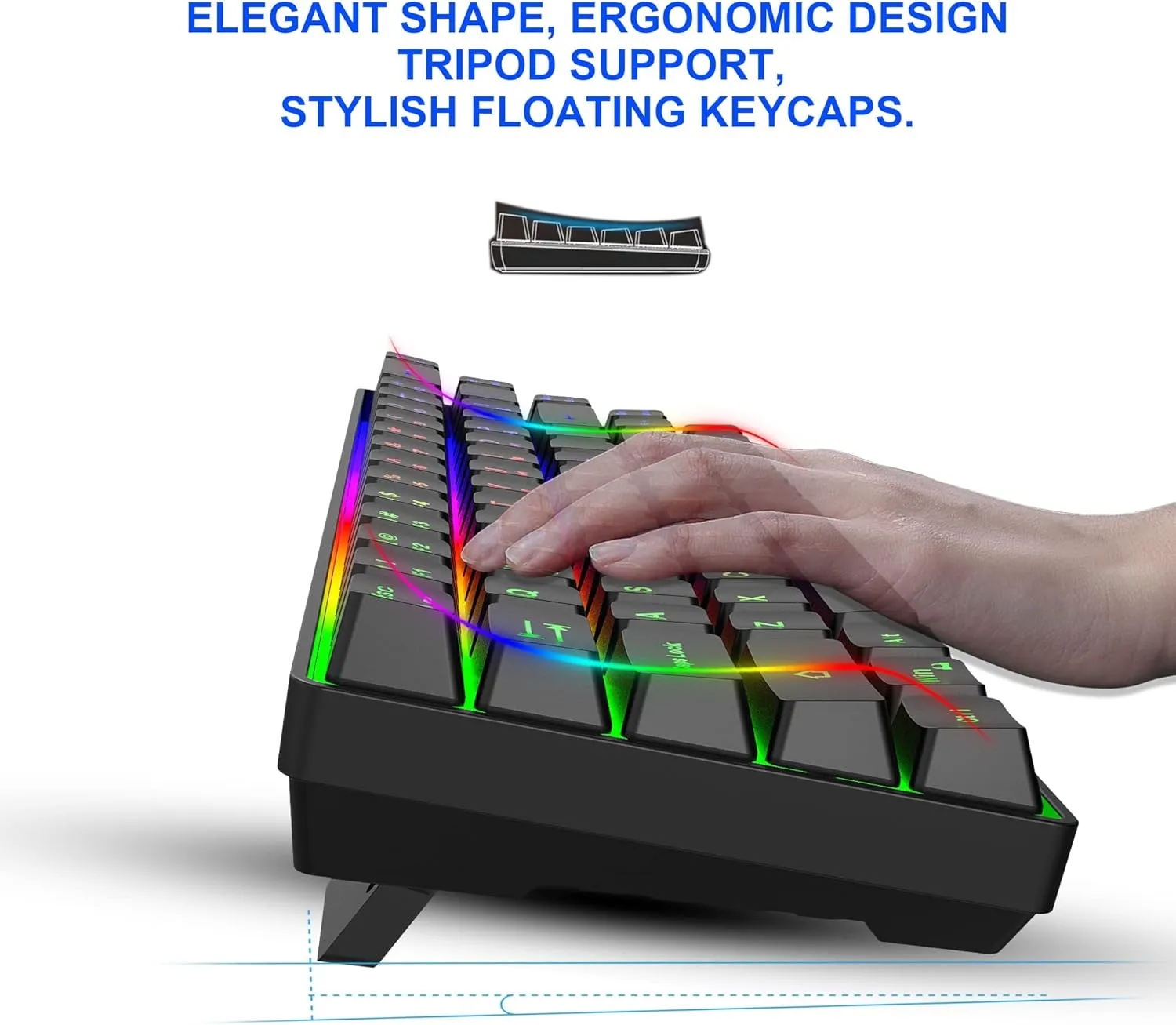 Snpurdiri 60% Wireless Gaming Keyboard and Mouse Combo,LED Backlit Rechargeable 2000mAh Battery,Small Membrane But Mechanical Feel Keyboard   Popular RGB Mice for Gaming,Business Office