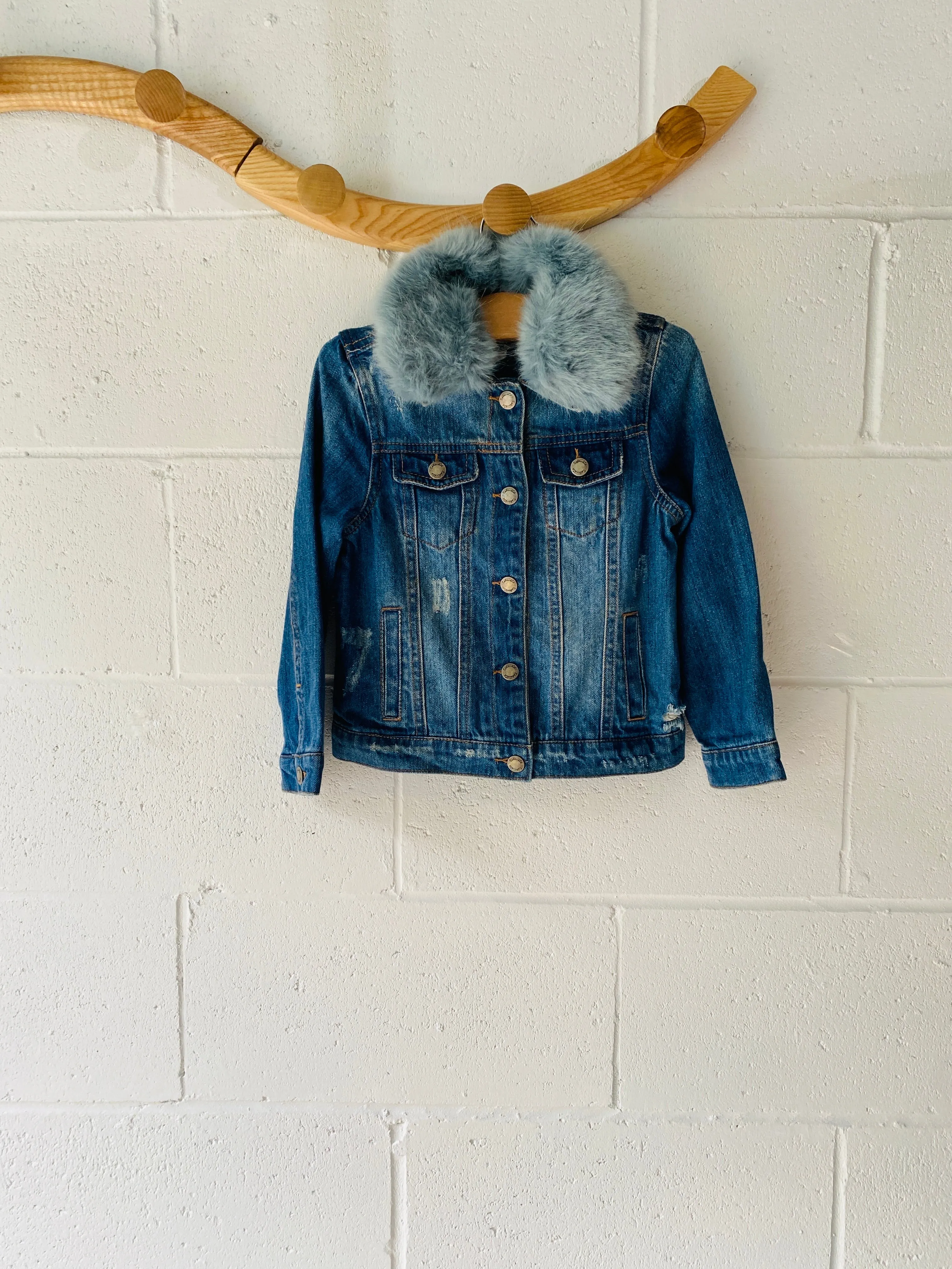 Splendid Faux-Fur Collared Denim Jacket, 4 years