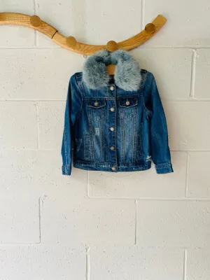 Splendid Faux-Fur Collared Denim Jacket, 4 years