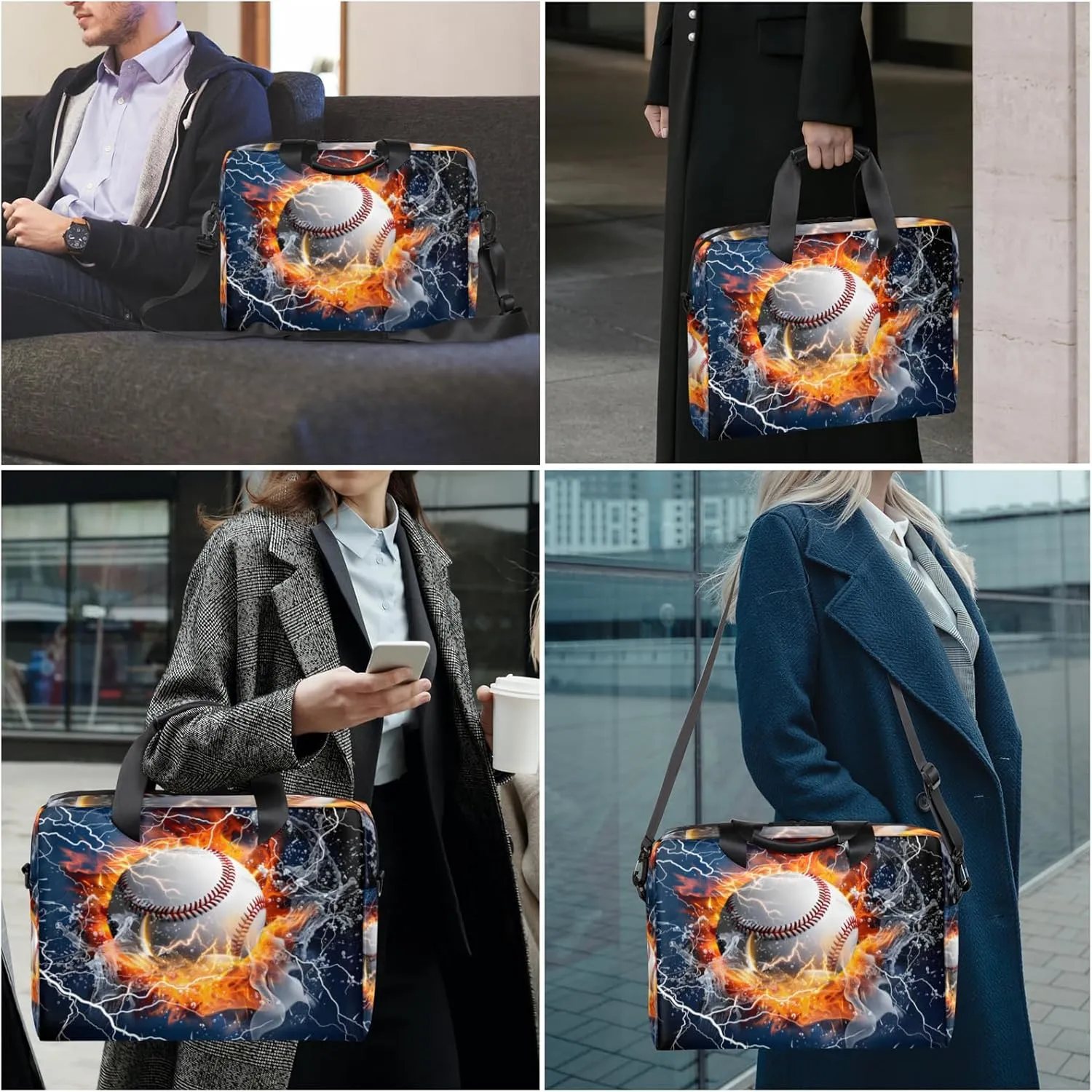 Sports Baseball Themed Laptop Sleeve Case 14 15 15.6 inch, Sports Baseball Themed Laptop Briefcase Shoulder Bag Waterproof Travel Computer Cover Carrying Bags