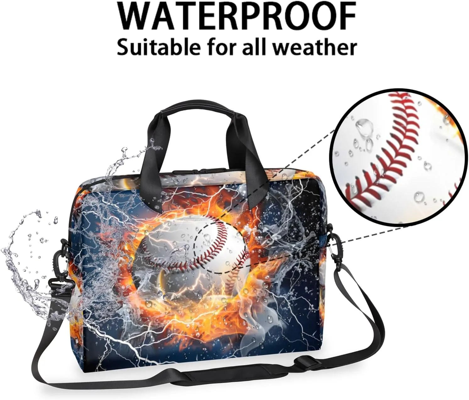 Sports Baseball Themed Laptop Sleeve Case 14 15 15.6 inch, Sports Baseball Themed Laptop Briefcase Shoulder Bag Waterproof Travel Computer Cover Carrying Bags