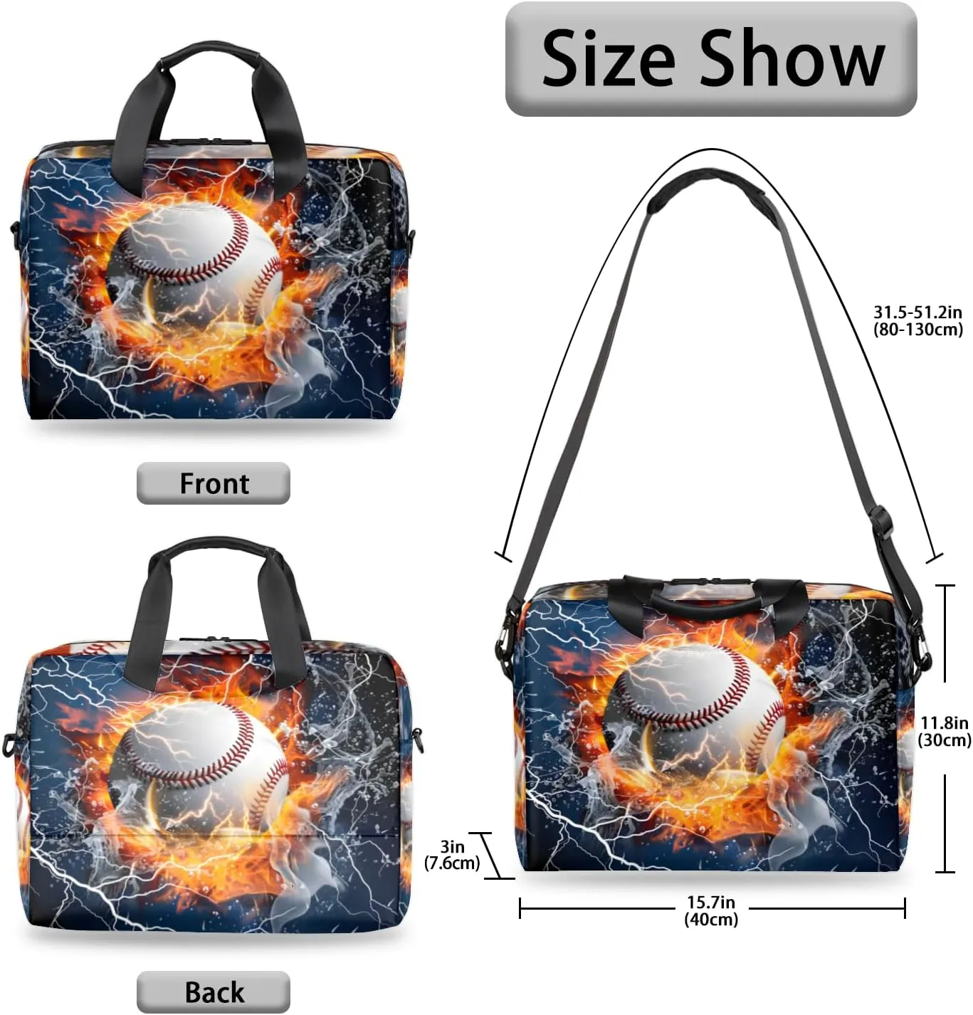 Sports Baseball Themed Laptop Sleeve Case 14 15 15.6 inch, Sports Baseball Themed Laptop Briefcase Shoulder Bag Waterproof Travel Computer Cover Carrying Bags