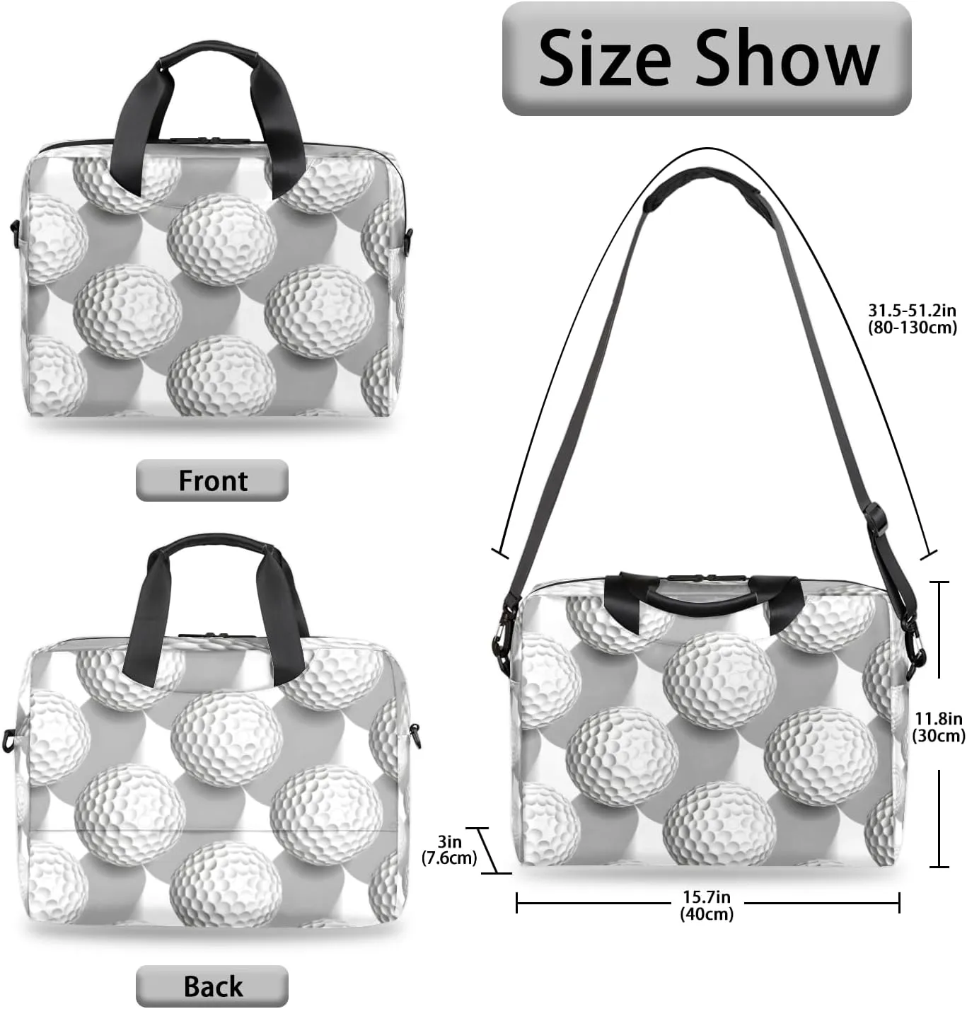 Sports Golf Laptop Sleeve Case 14 15 15.6 inch, Sports Golf Laptop Briefcase Shoulder Bag Waterproof Travel Computer Cover Carrying Bags