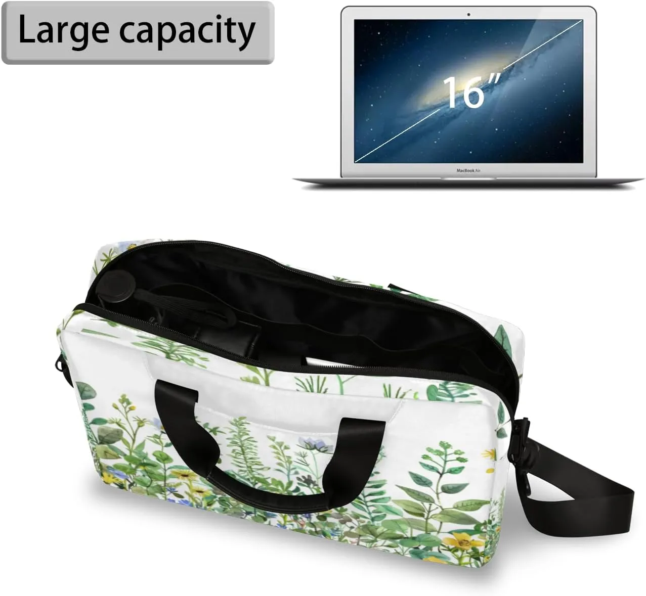 Spring Wildflowers Laptop Sleeve Case 14 15 15.6 inch, Spring Wildflowers Laptop Briefcase Shoulder Bag Waterproof Travel Computer Cover Carrying Bags