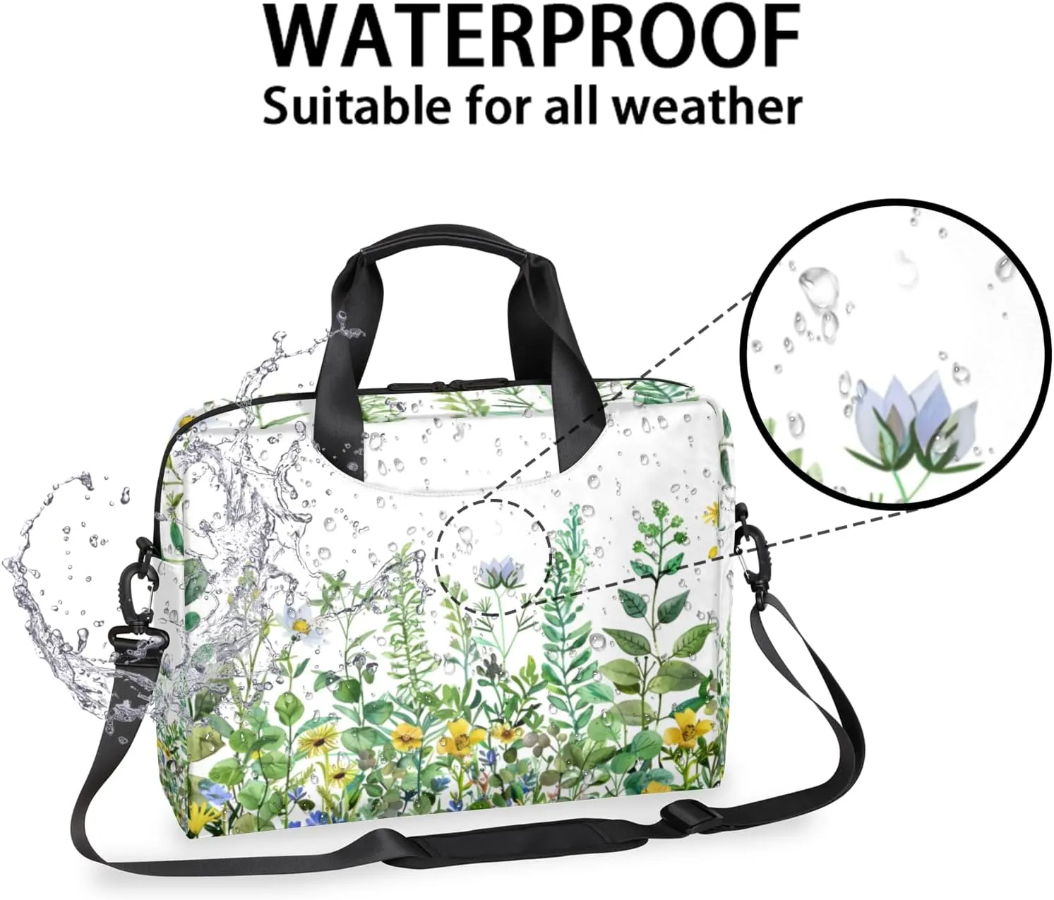 Spring Wildflowers Laptop Sleeve Case 14 15 15.6 inch, Spring Wildflowers Laptop Briefcase Shoulder Bag Waterproof Travel Computer Cover Carrying Bags