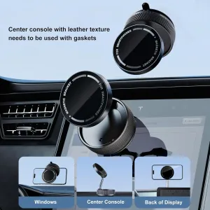 Suction Cup Phone Mount, Vacuum Magnetic Car Phone Holder Stand for Car, Vacuum Magnetic Cell Phone Holder Stand Suction Phone Mount, Foldable 360Adjustable(Black)