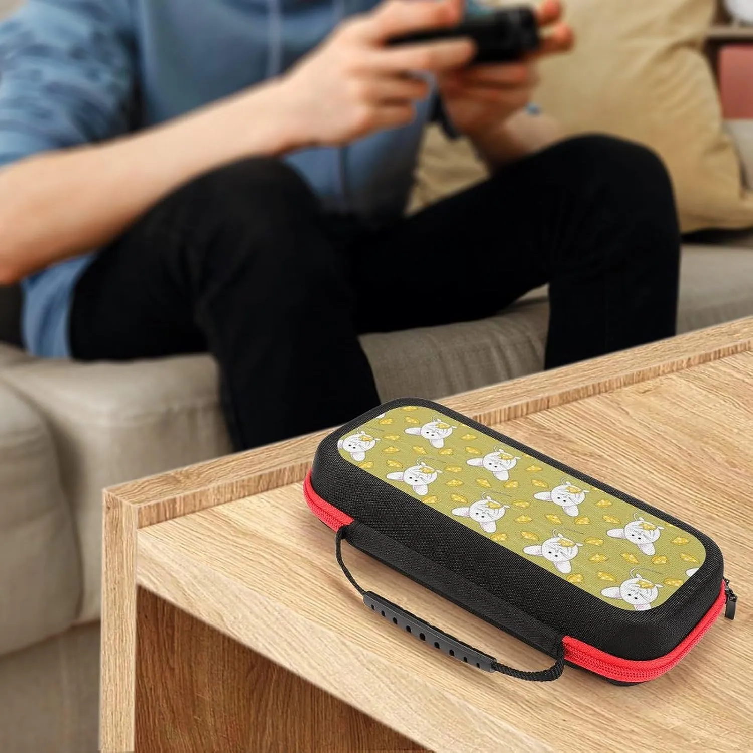 Switch Carrying Case Funny White Mice with Cheese Switch Game Case with 20 Games Cartridges Hard Shell Travel Protection Storage Case for Console & Accessories