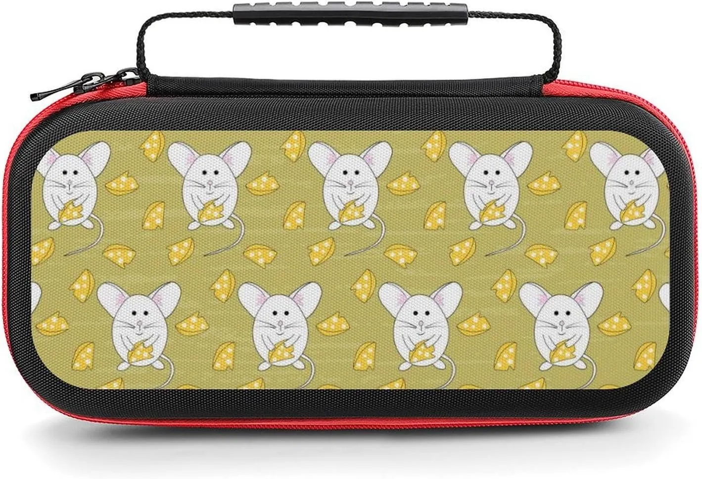 Switch Carrying Case Funny White Mice with Cheese Switch Game Case with 20 Games Cartridges Hard Shell Travel Protection Storage Case for Console & Accessories