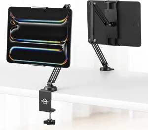 Tablet Stand for ipad, Aluminum Alloy Foldable Tablet Arm Mount, ipad Holder for Desk Compatible with ipad Pro Air Mini, Samsung Galaxy Tab, Portable Monitor Stand 5.1-9.8'' Adjustable
