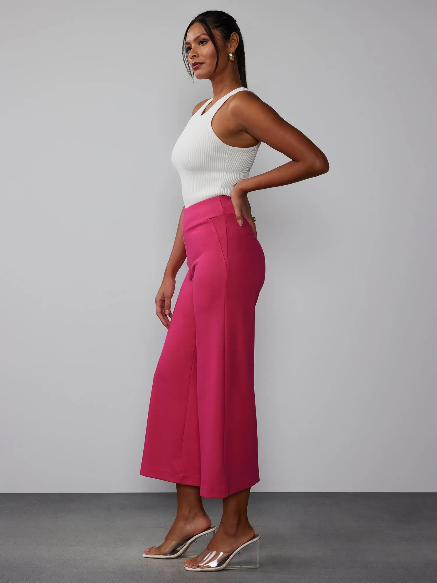 Tall Ponte Pull-On Palazzo Crop Pant