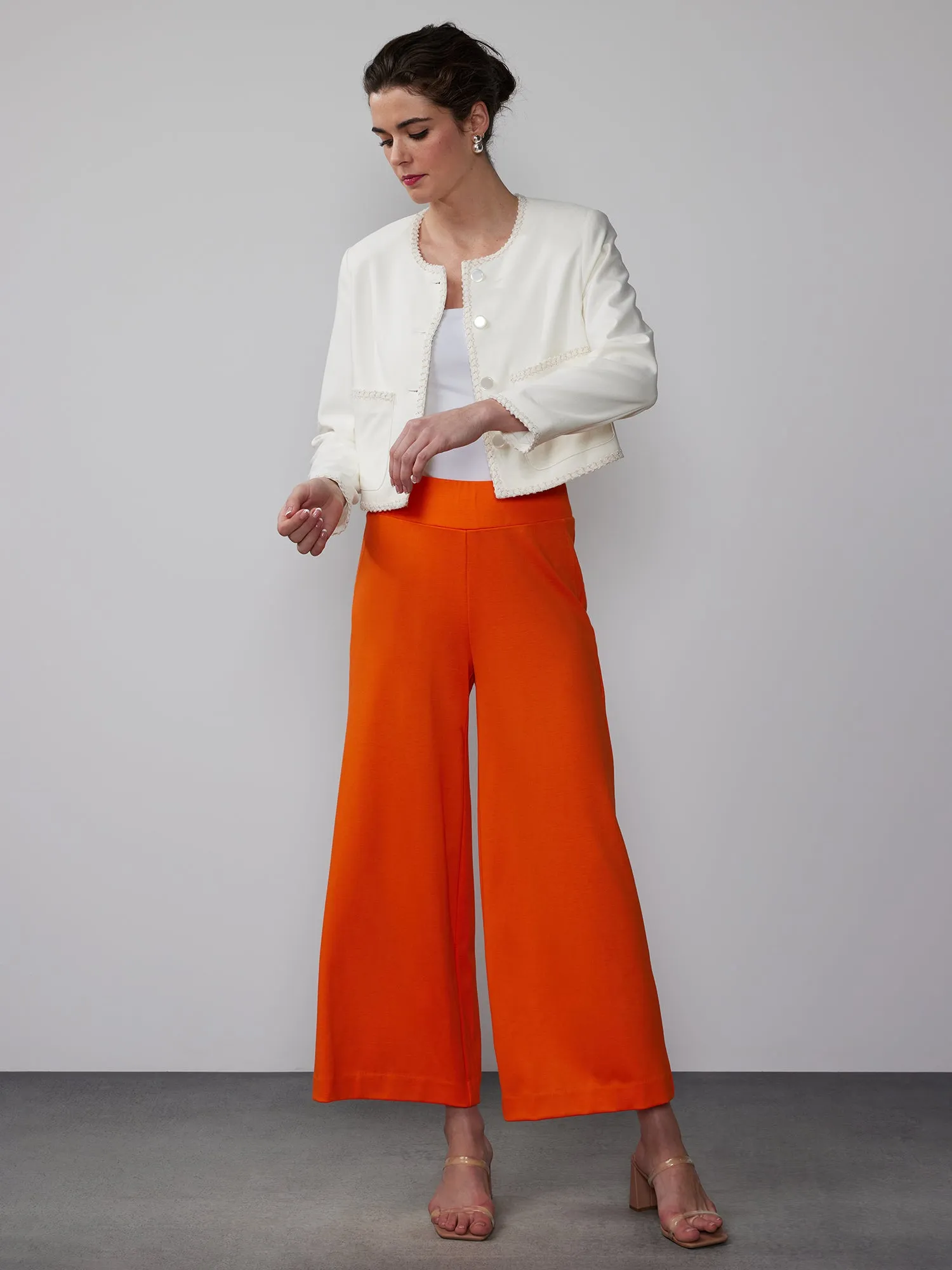 Tall Ponte Pull-On Palazzo Crop Pant