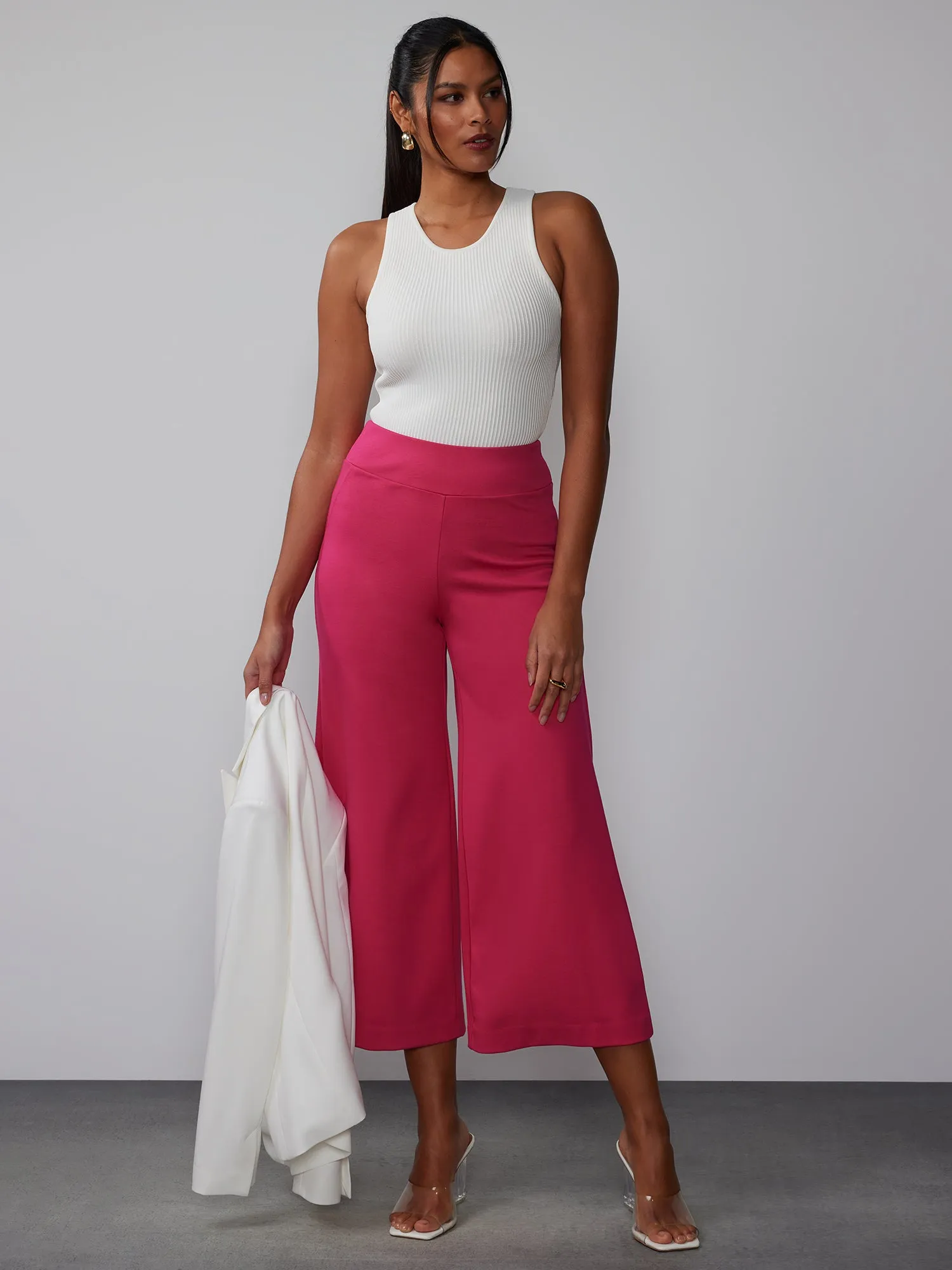 Tall Ponte Pull-On Palazzo Crop Pant