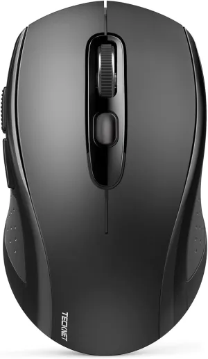 TECKNET Bluetooth Mouse, 4000DPI Wireless Mouse for Laptop 2-in-1(BT 5.0/3.0 2.4Ghz) Computer Portable PC Mice Wireless with USB Receiver for Mac (USB-A Bluetooth, Black)