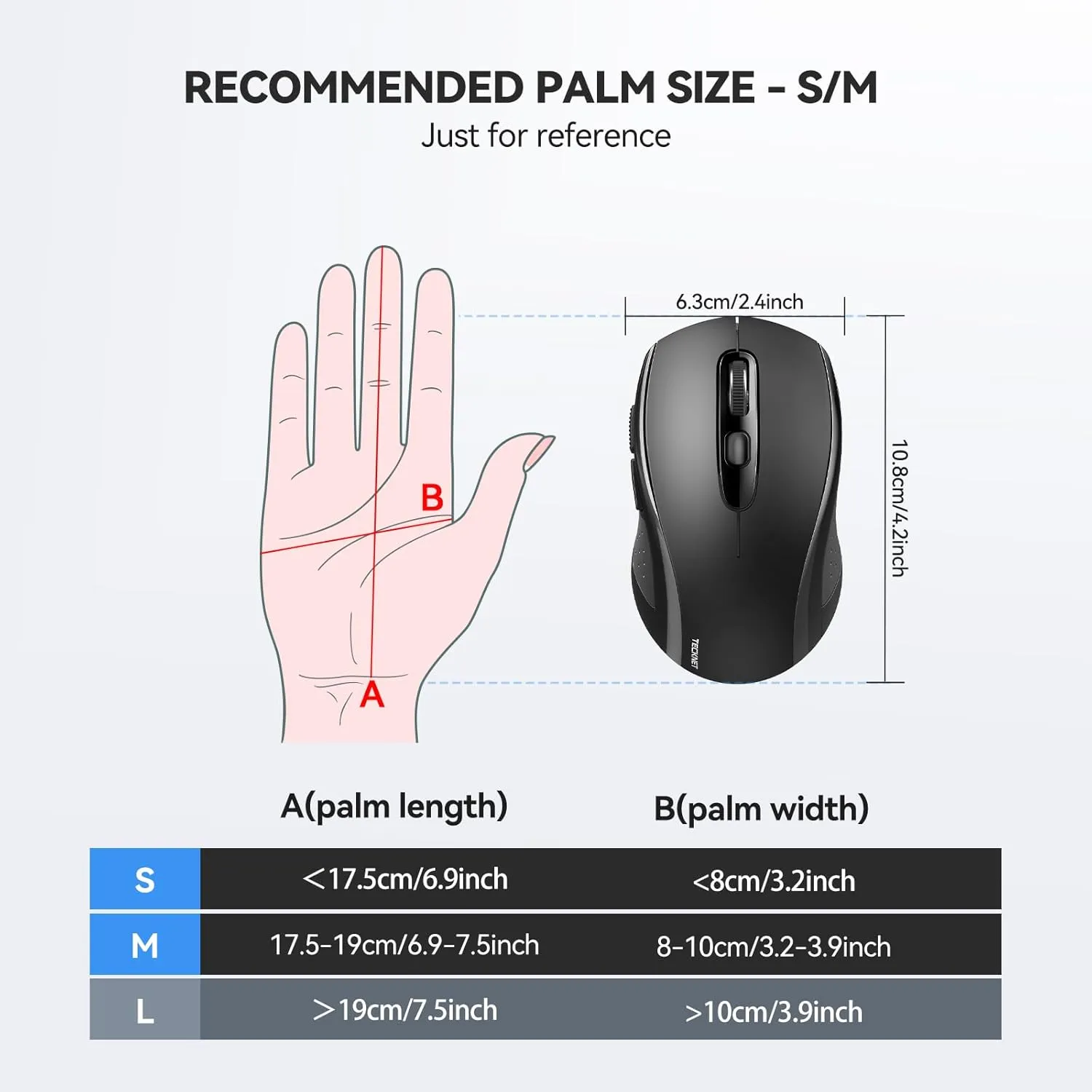 TECKNET Bluetooth Mouse, 4000DPI Wireless Mouse for Laptop 2-in-1(BT 5.0/3.0 2.4Ghz) Computer Portable PC Mice Wireless with USB Receiver for Mac (USB-A Bluetooth, Black)
