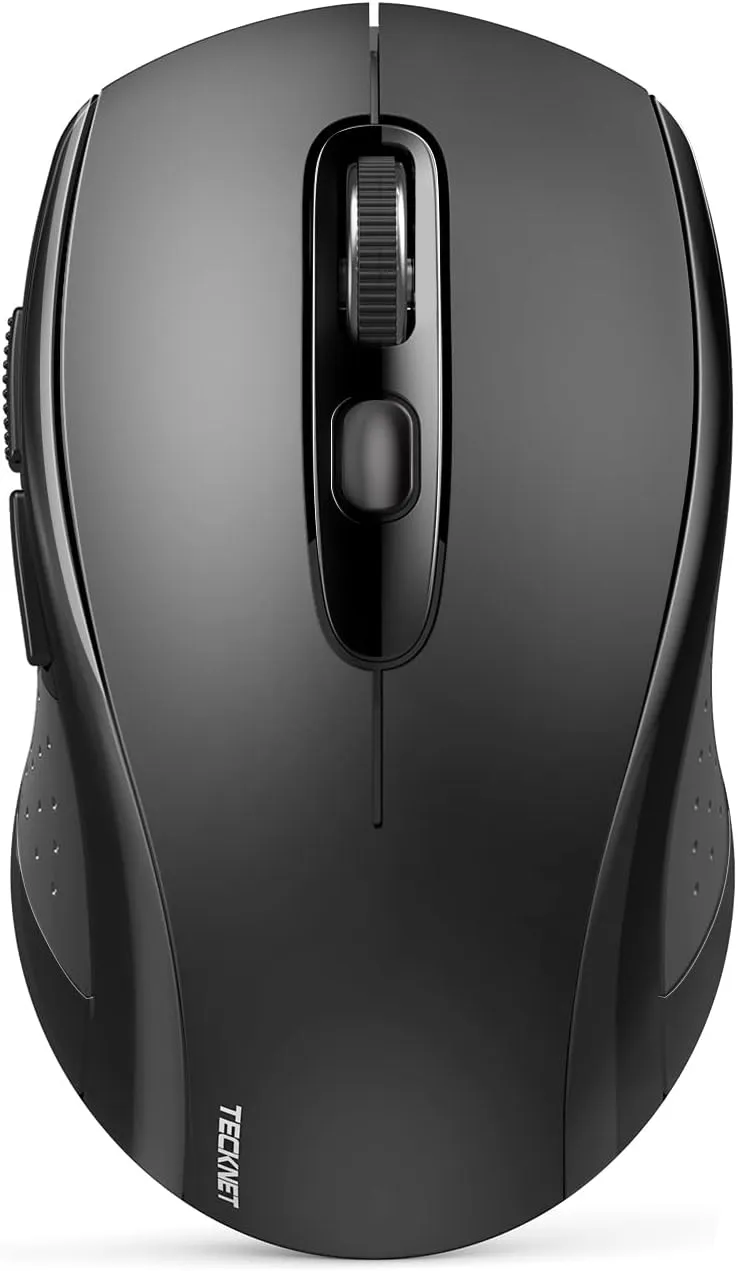 TECKNET Bluetooth Mouse, 4000DPI Wireless Mouse for Laptop 2-in-1(BT 5.0/3.0 2.4Ghz) Computer Portable PC Mice Wireless with USB Receiver for Mac (USB-A Bluetooth, Black)
