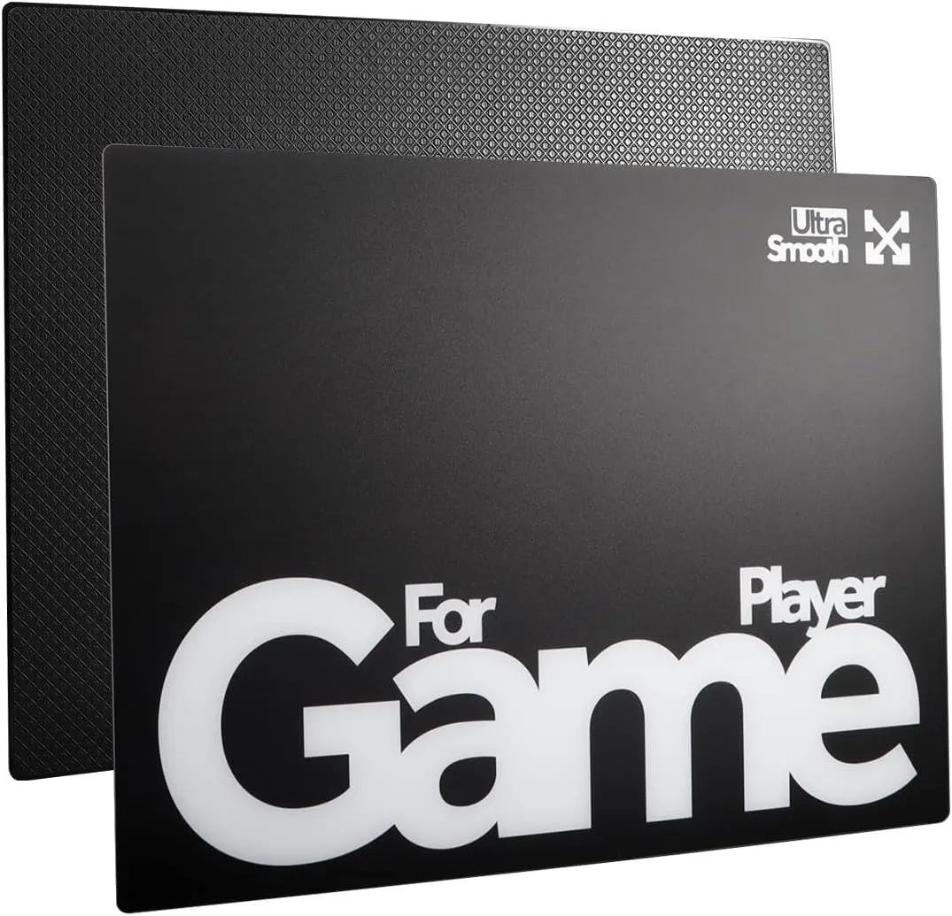 Tempered Glass Gaming Mouse Pad Ultra-Thin Desk Mat Anti-Scratch, Wear-Resistant 400 * 300 * 1.8mm Large Durable Mouse Pads Ultra-Smooth Micro-Etched Surface Anti-Slip Silicone Base (Black)