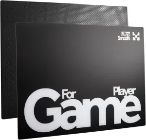 Tempered Glass Gaming Mouse Pad Ultra-Thin Desk Mat Anti-Scratch, Wear-Resistant 400 * 300 * 1.8mm Large Durable Mouse Pads Ultra-Smooth Micro-Etched Surface Anti-Slip Silicone Base (Black)