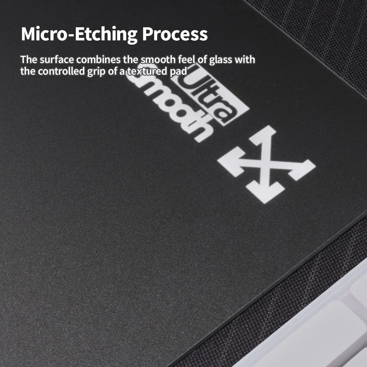 Tempered Glass Gaming Mouse Pad Ultra-Thin Desk Mat Anti-Scratch, Wear-Resistant 400 * 300 * 1.8mm Large Durable Mouse Pads Ultra-Smooth Micro-Etched Surface Anti-Slip Silicone Base (Black)