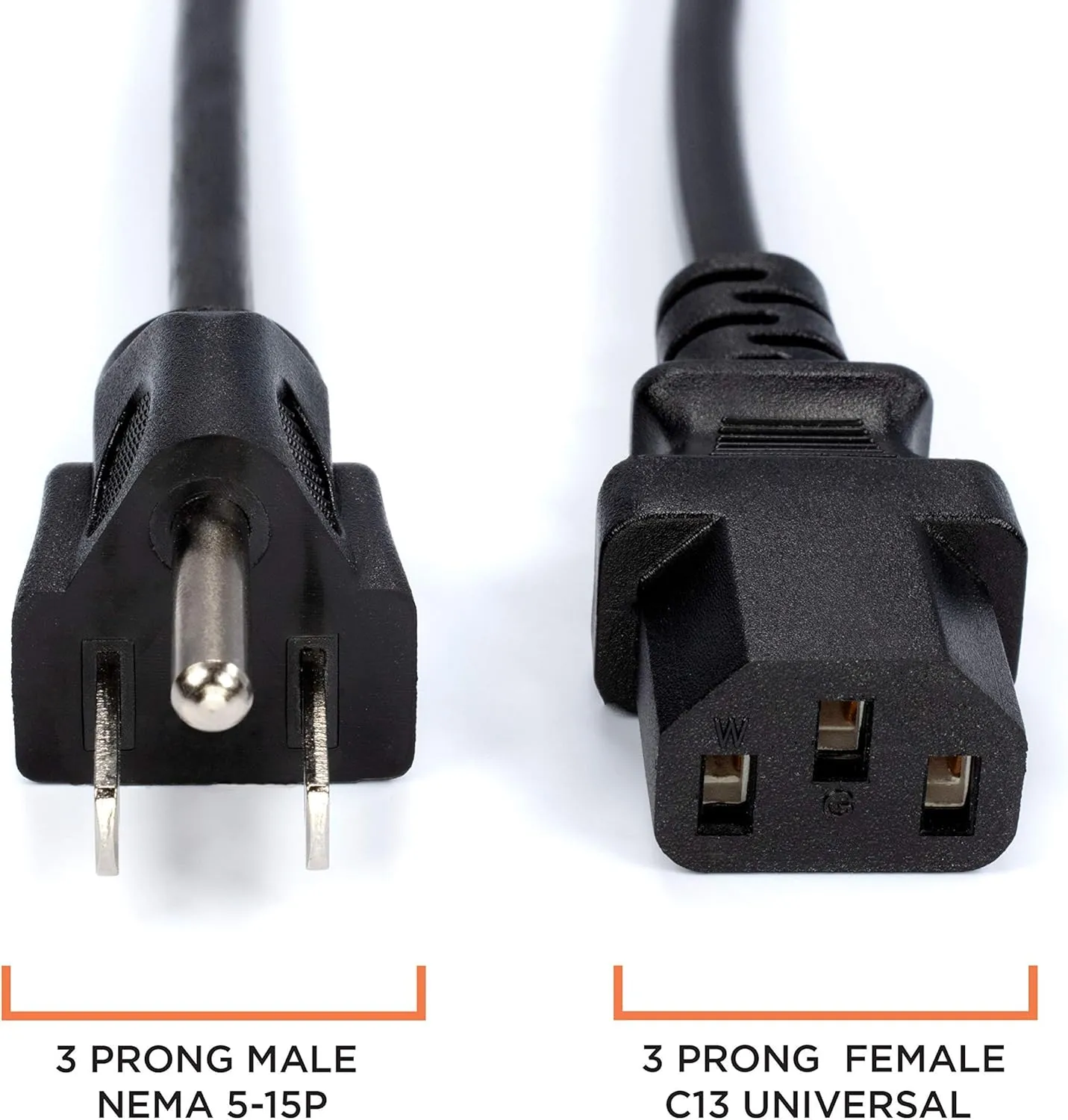 THE CIMPLE CO 15 Feet, Black - 3 Prong AC Power Cable for Computer, Medical, Server, & Desktop - C13 Power Supply Cord - NEMA 5-15P to C13 / IEC 320 - (4.5 Meter)