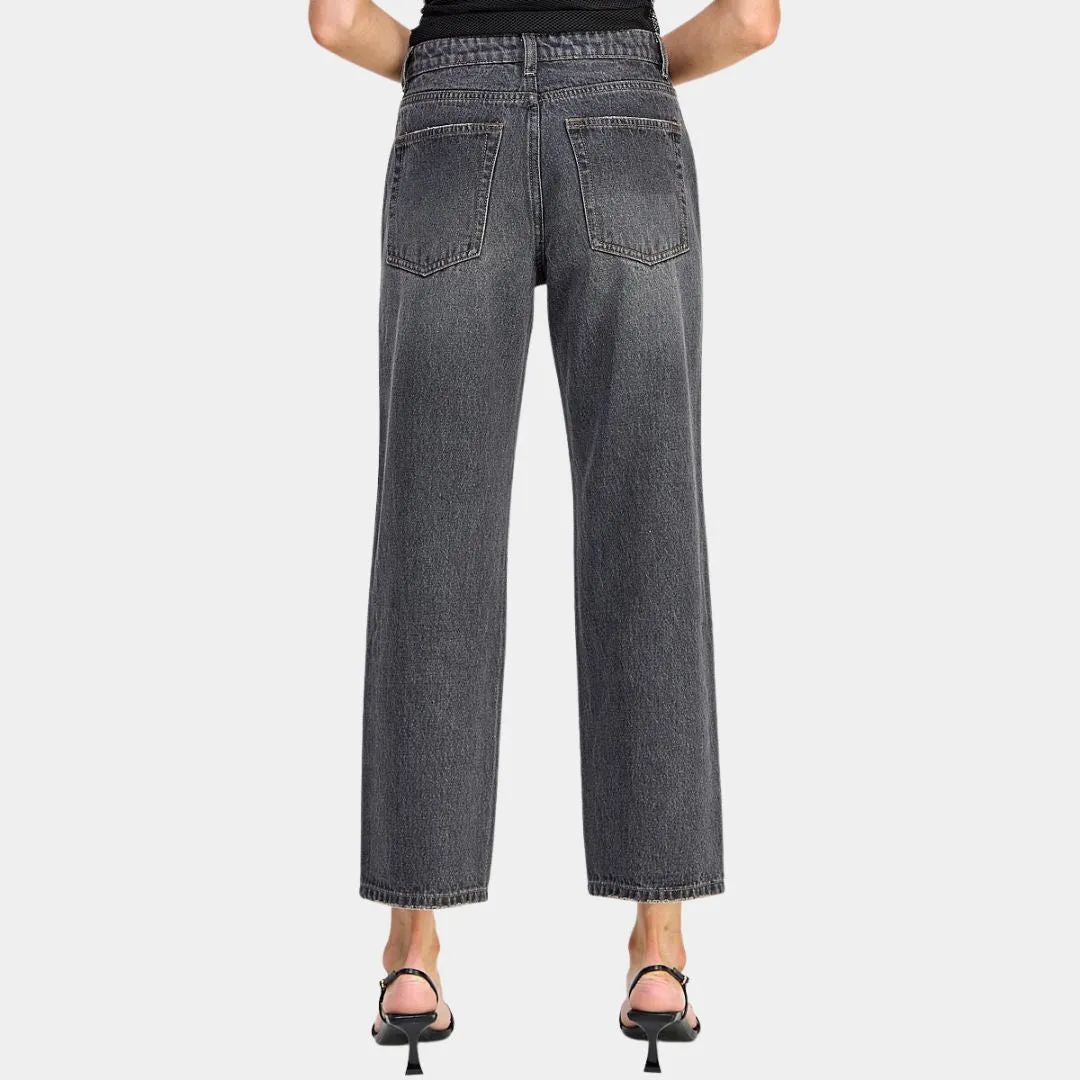 The Crystal Cropped Straight Jeans (Black   Stone)
