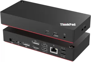 Thinkpad 40AY0090 Universal Hybrid USB-C with USB-A Docking Station for Lenovo Laptop, 3 External Displays, Comes with ITSPWR HDMI 4K Cable   DP Cable  Cleaning Cloth