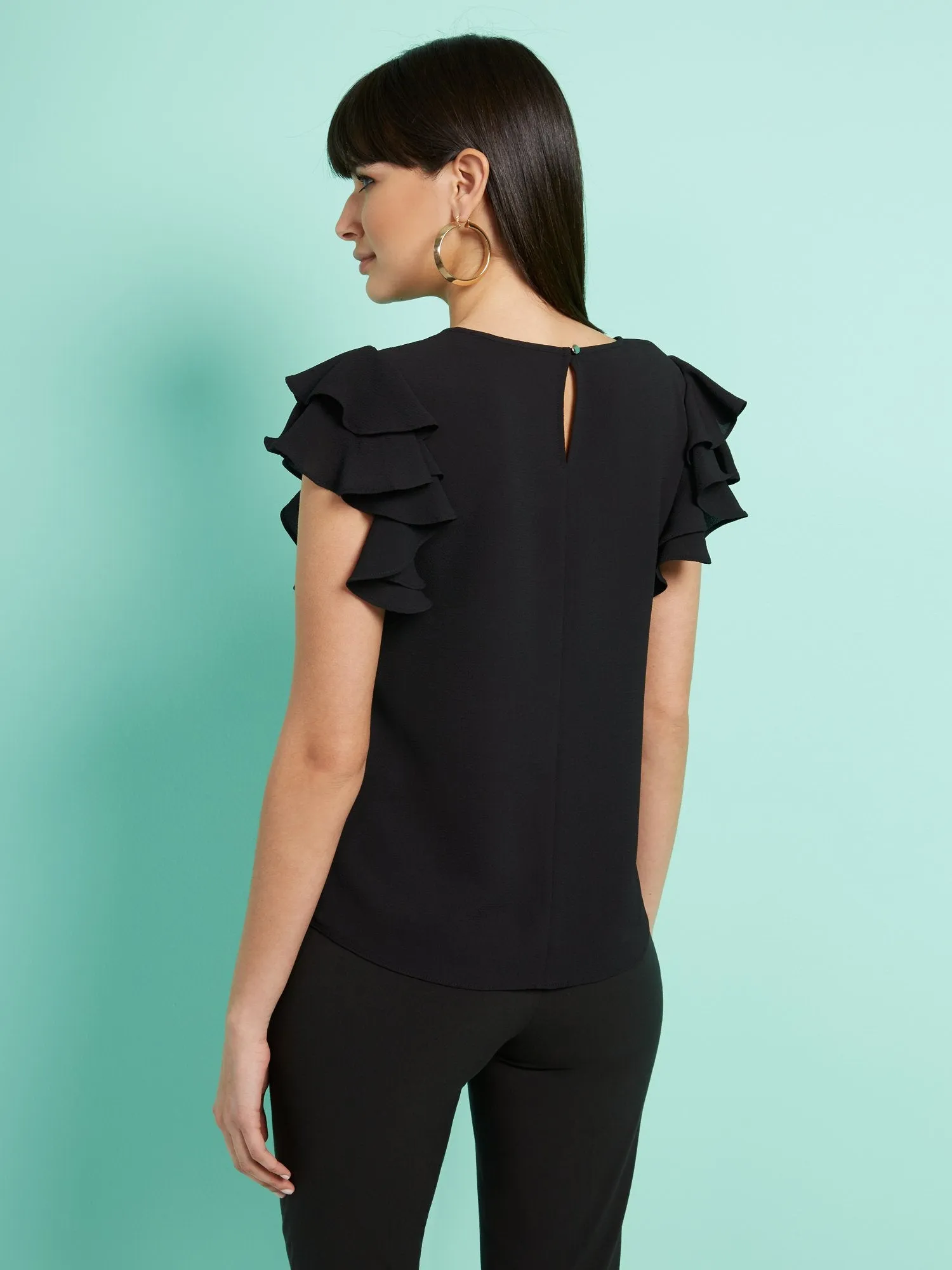 Tiered Ruffle-Sleeve Top
