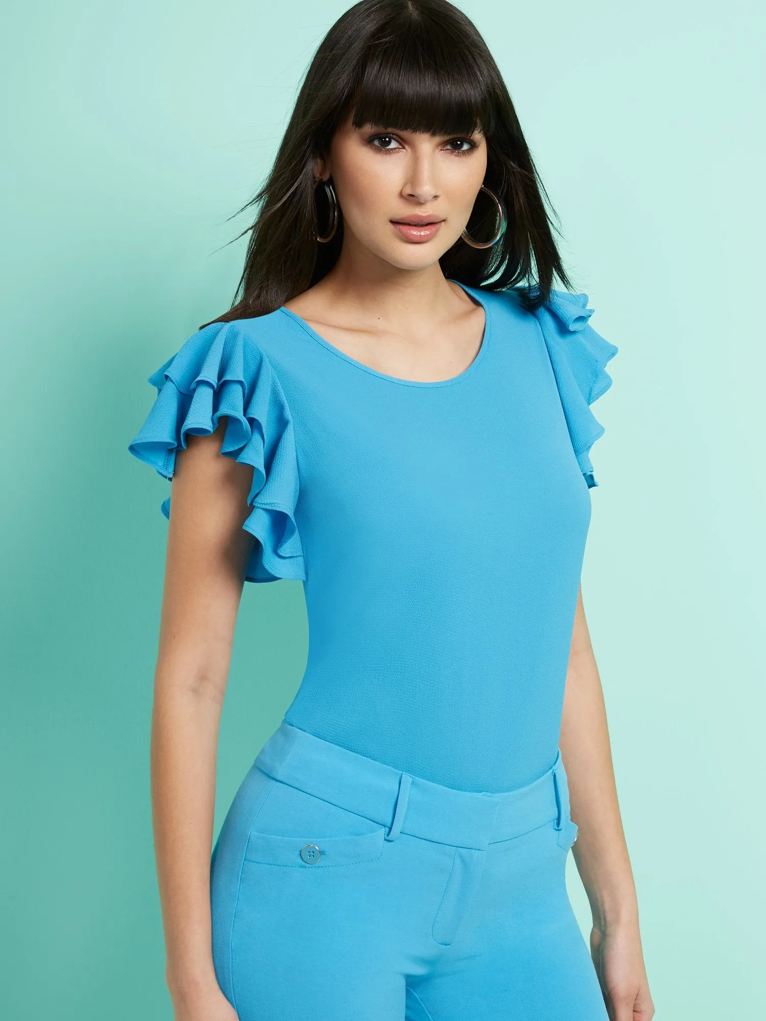 Tiered Ruffle-Sleeve Top