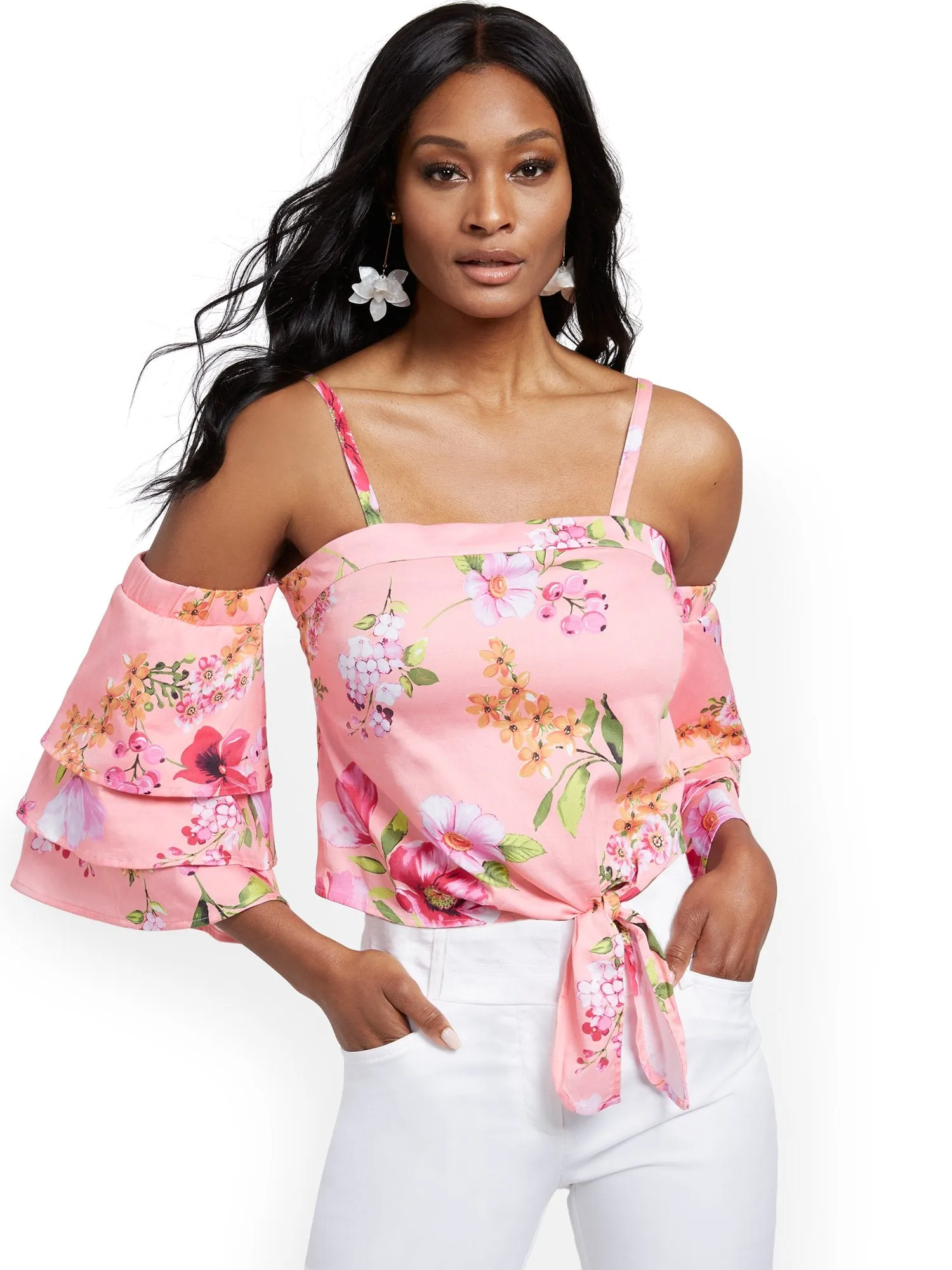 Tiered-Sleeve Off-The-Shoulder Top - 7th Avenue