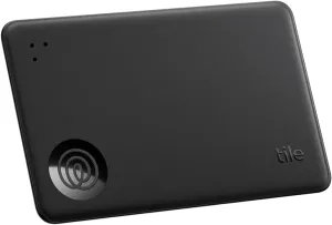 Tile by Life360 Slim (2024) - Wallet Finder, Bluetooth Tracker and Item Locator for Luggage Tags, Passports and More. Both iOS and Android Compatible. Phone Finder. 1-Pack (Black)