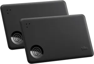 Tile by Life360 Slim (2024) - Wallet Finder, Bluetooth Tracker and Item Locator for Luggage Tags, Passports and More. Both iOS and Android Compatible. Phone Finder. 2-Pack (Black)