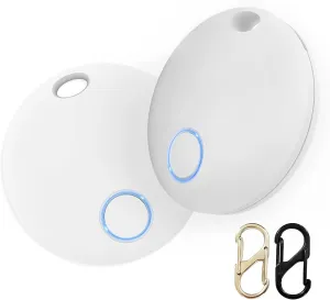 Tracker Tags 2 Pack, Luggage Tracking Compatible With TUYA APP, iOS and Android, Key Finder Locator With Sound, Smart Item Finder for Keys, Bags, Suitcases, White