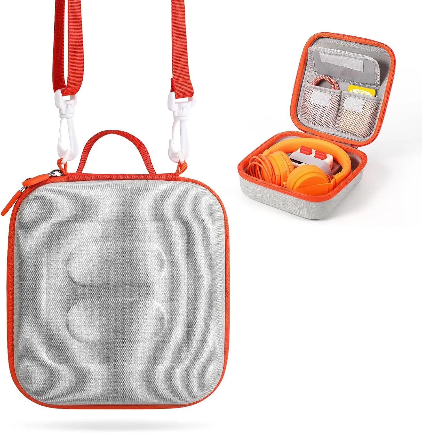 Travel Case Hard Case Replacement for Yoto Mini, Kids Audio Card Portfolio Case Designed to Hold Player, Audio Cards, and Accessories for Boys and Girls (new gray with handle)