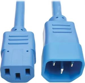 Tripp Lite 3 ft. Heavy Duty Power Extension Cord, C14 to C13, 15A, 14 AWG, Blue (P005-003-ABL)