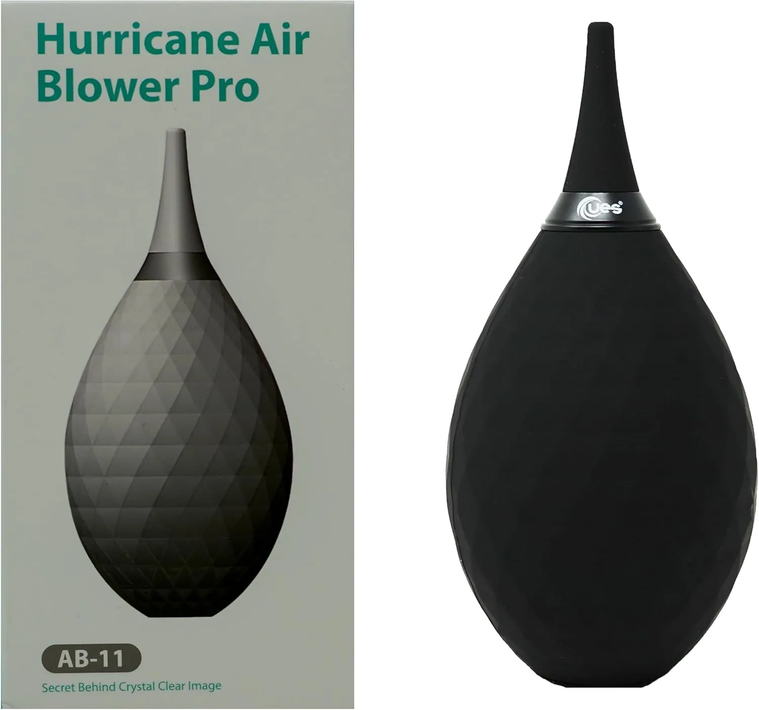 UES Air Blower Duster with Soft Silicone Nozzle for DSLR Mirrorless Camera Lens Sensor Cleaning - Touchless Air Blaster Cleaner Dust Remover for Keyboards, LED Screen, Coffee Grinder - Black and Grey