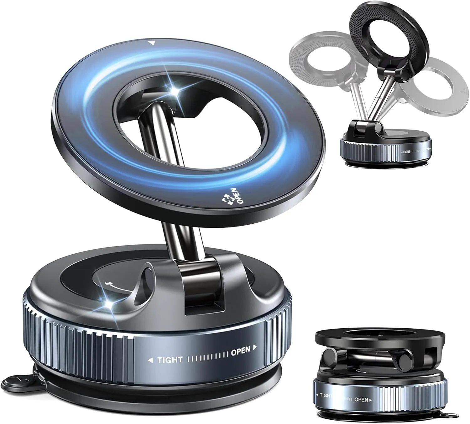 Upgraded 360 Magnetic Phone Holder, Magnetic Car Phone Mount, Hands-Free Suction Cup Phone Holder for Car/Gym/Mirror/Shower (A)