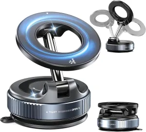 Upgraded 360 Magnetic Phone Holder, Magnetic Car Phone Mount, Hands-Free Suction Cup Phone Holder for Car/Gym/Mirror/Shower (A)