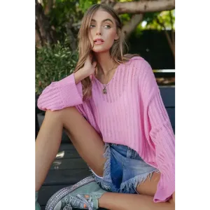 V Neck Loose Fit Sweater Top