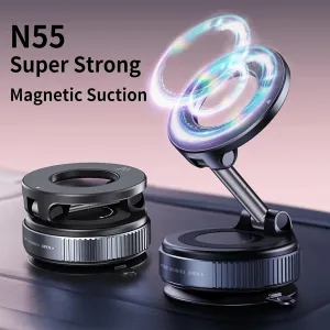 Vacuum Magnetic Car Phone Holder-360Rotatable Car Suction Cup Phone Mount for All Smartphones on Smooth Surfaces(80 LBS Strongest Suction&2400gf Strongest Magnetic)