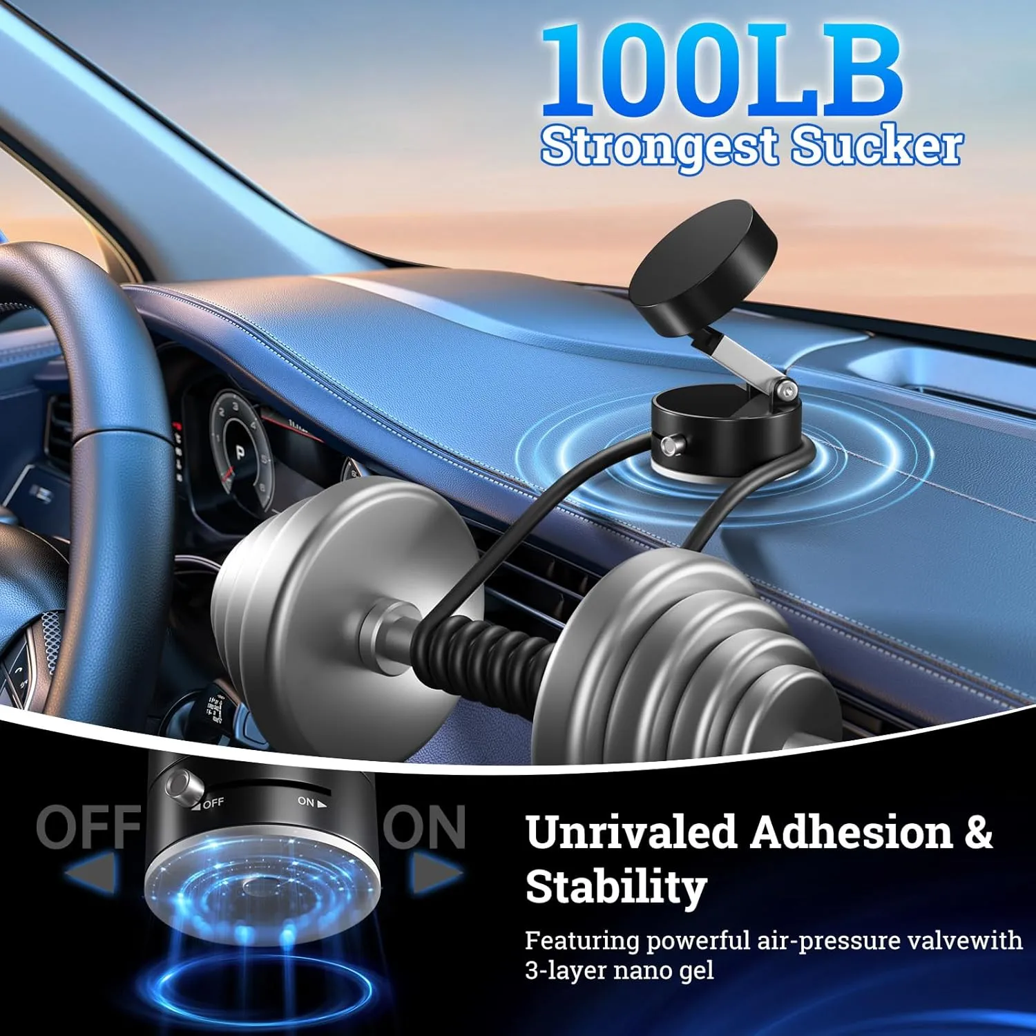 Vacuum Magnetic Phone Holder, Suction Cup Phone Mount, Foldable Strong Magnetic Cell Phone Holder for Car/Gym/Mirror/Smooth Surface, Compatible with Magsafe iPhone