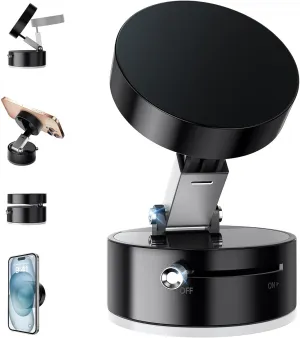 Vacuum Magnetic Suction Phone Holder,2025 Upgraded Adjustable Suction Cup Car Phone Mount,Foldable and Retractable Mobile Phone Holder for Car/Gym/Mirror/Smooth Surface to iPhone 16/15/14/13/12 Series