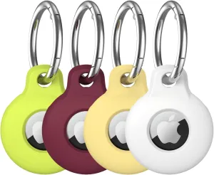 VAGAWEI 4 Pack AirTag Holder Air Tag Keychain AirTags Case Compatible with Apple Airtag, Silicone Air tag Accessories Key Chain Ring Case Cover Air Tags for Apple Holder Tag GPS Item Finder Tracker